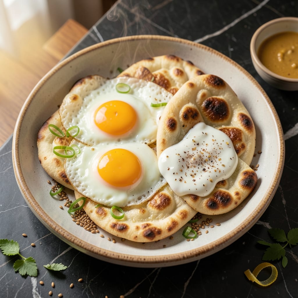 Egg and Naan Recipe: Spiced Flatbread Cradle for Runny Yolks