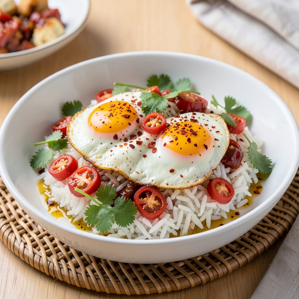 Chilli Egg Rice Recipe: Spicy Tomato and Herb-Packed One-Pan Wonder