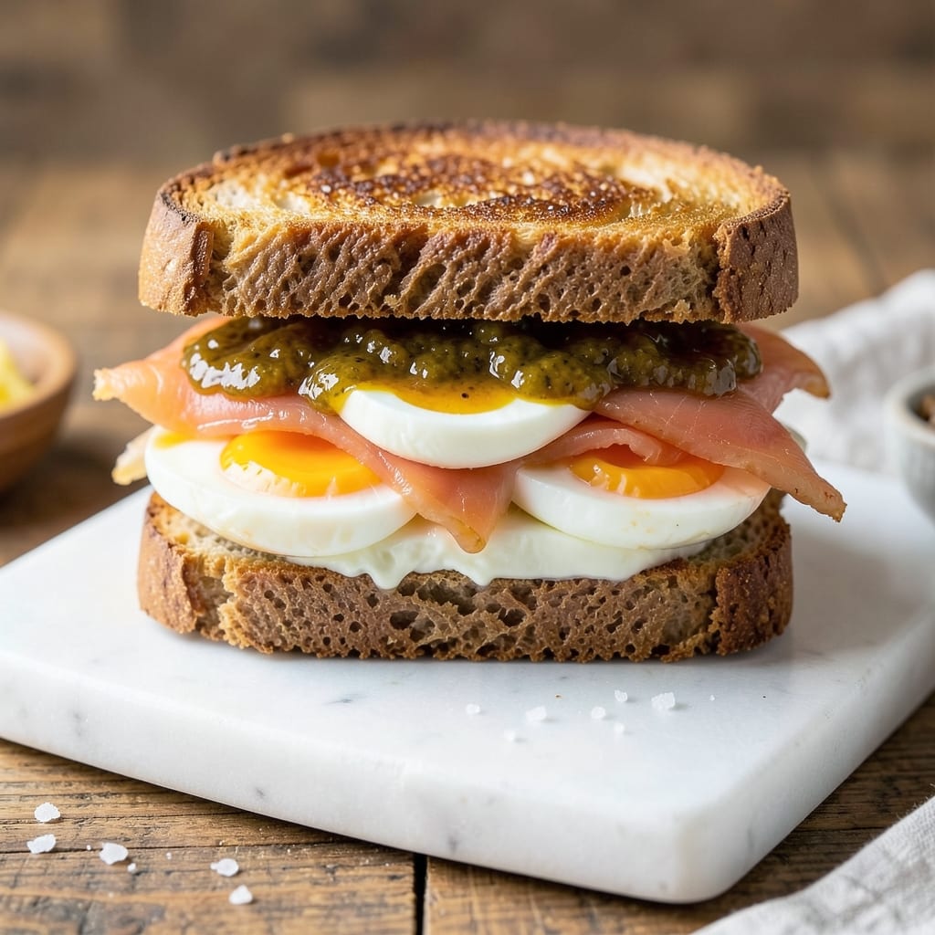 British Egg Sandwich Recipe: Crispy Toasted Bites with Silky Yolk Rivers