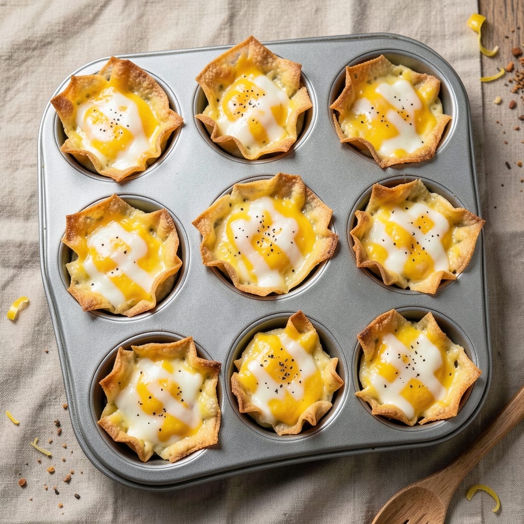 Best Tortilla Egg Muffins Recipe: Crispy Wonton Cups with Cheesy Yolk Surprise