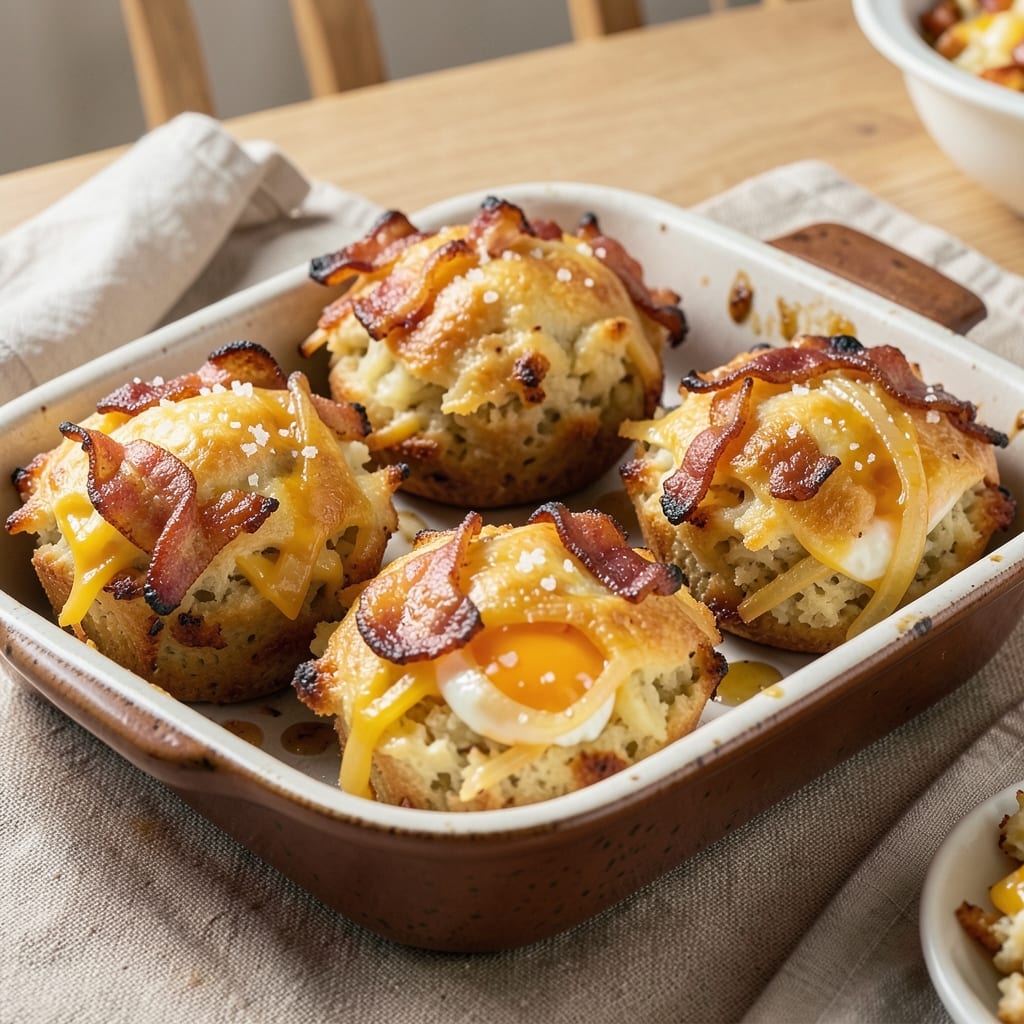 Bacon and Egg Hash Brown Muffins Recipe: Crispy Potato Towers with Crumbled Bacon Crunch