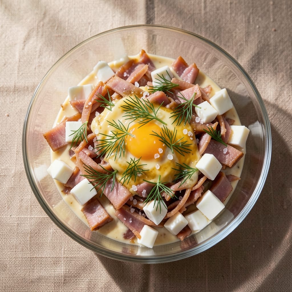 Deviled Ham and Egg Salad Recipe: Crispy Croutons and Creamy Yolk Fusion