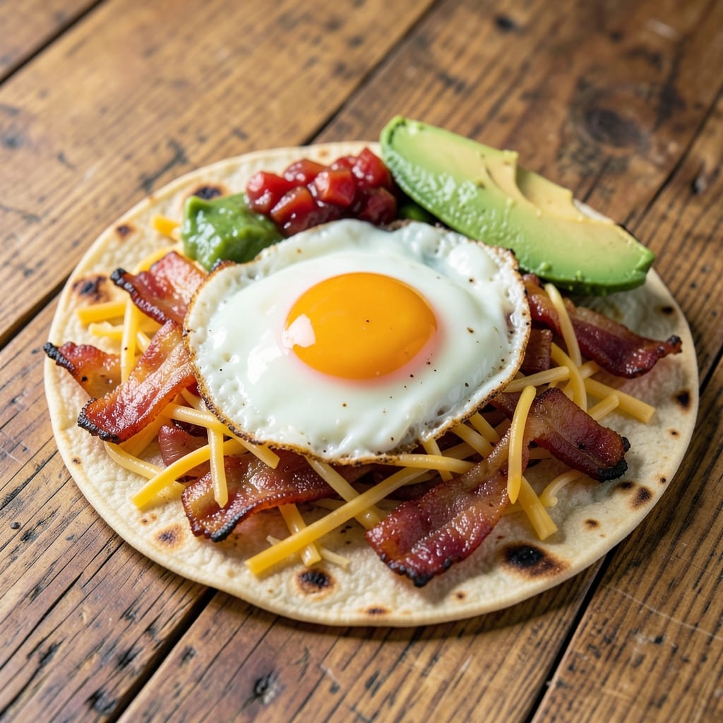 Bacon And Egg Breakfast Tacos Recipe: Crispy Tortillas Hugging Runny Yolks and Smoky Bacon