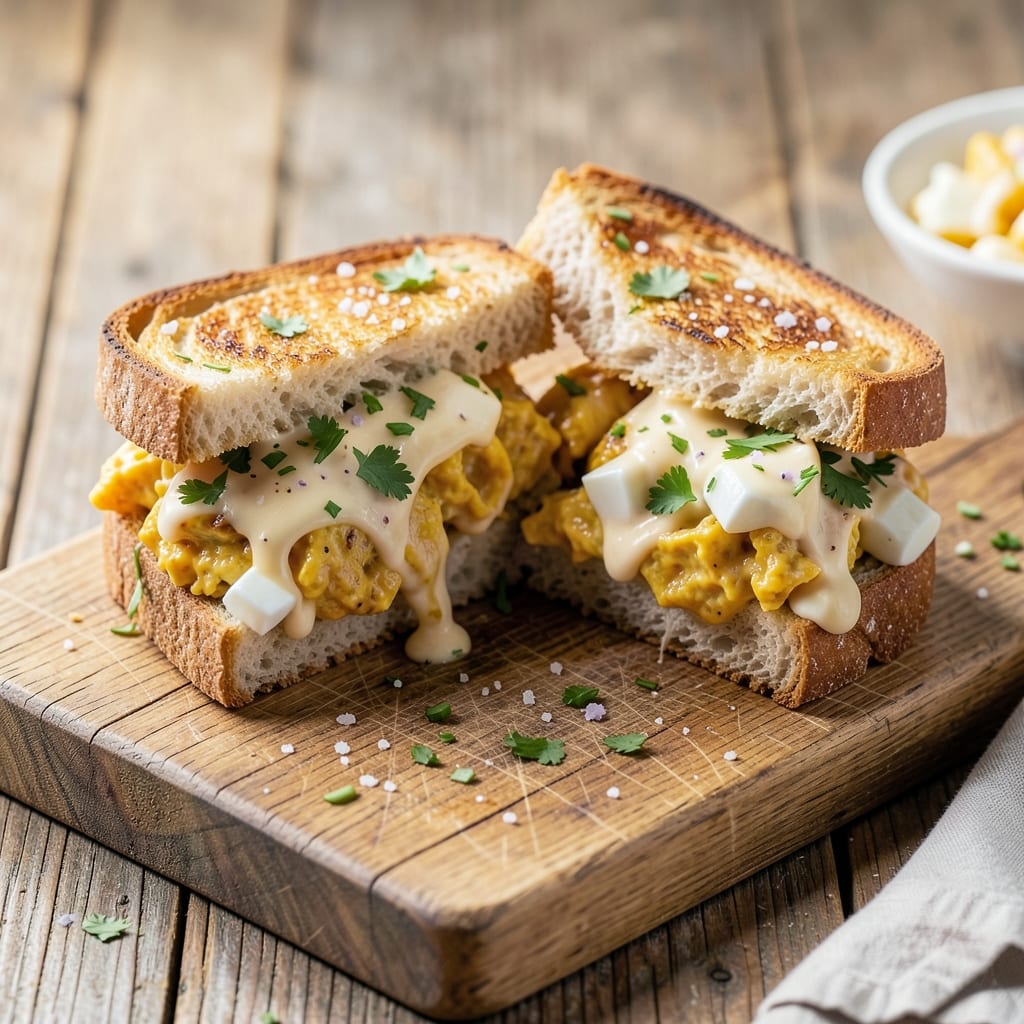 Curry Egg Salad Sandwich Recipe: Spiced Yolk Creaminess Between Crusty Bread Layers