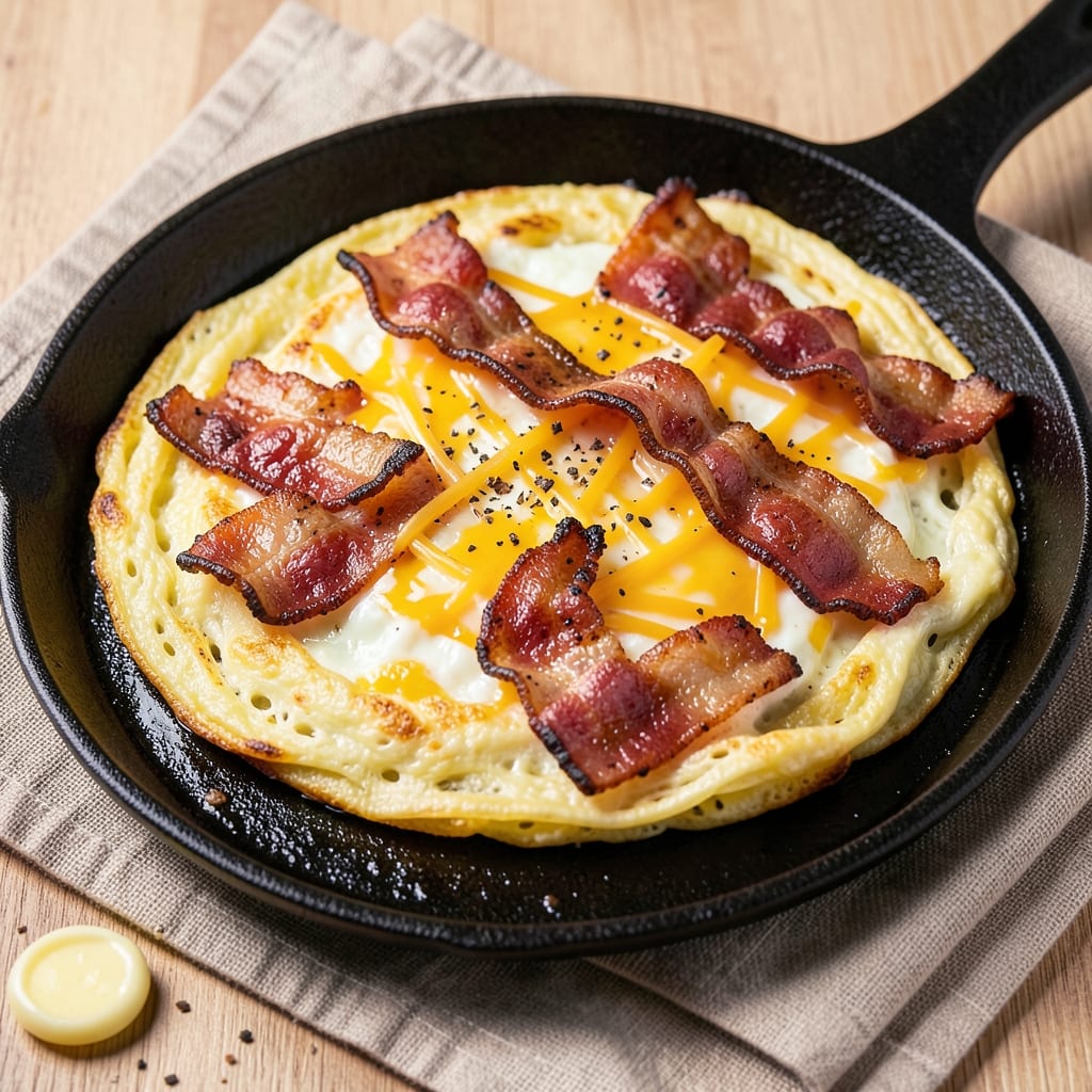 Bacon Egg and Cheese Omelet Recipe: Crispy Bacon Bites and Silky Yolk Harmony