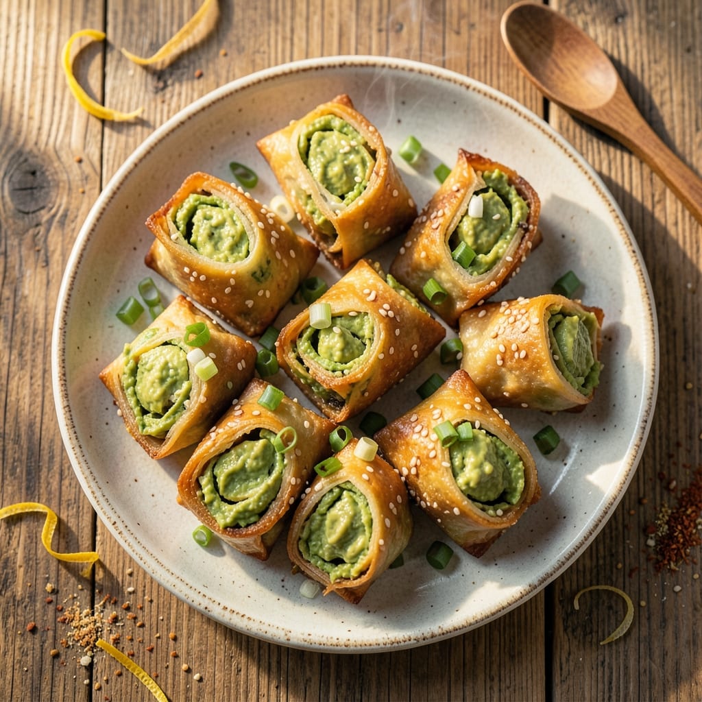 Baked Avocado Egg Rolls Recipe: Crispy Wonton Cups With Avocado-Yolk Fusion