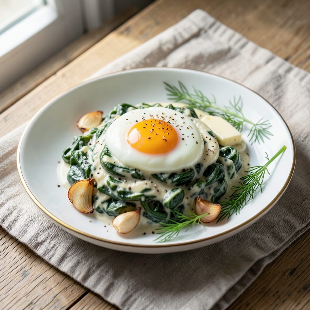 Creamed Spinach with Egg Recipe: Silky Greens and Runny Yolk Luxury