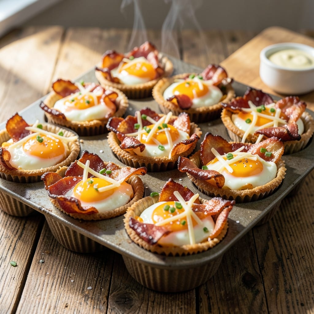 Bacon, Egg, and Cheese Breakfast Cups Recipe: One-Pan Crispy Edges and Runny Yolk Magic