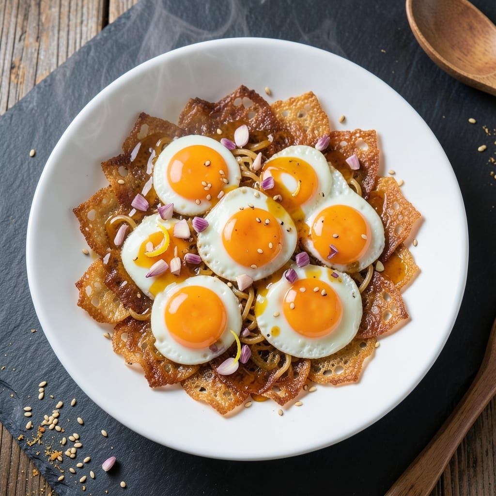 Crispy Fried Egg Noodles Recipe: Crunchy Wonton Shells With Silky Scrambled Centers