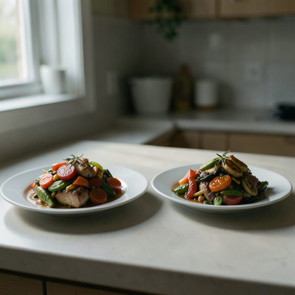 Two versions of the same dish, side by side