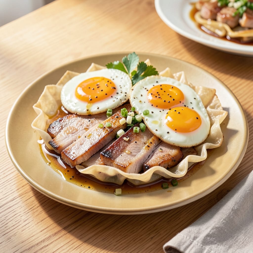 Chinese Pork and Egg Recipe: Crispy Wonton Cups with Silky Scrambled Centers