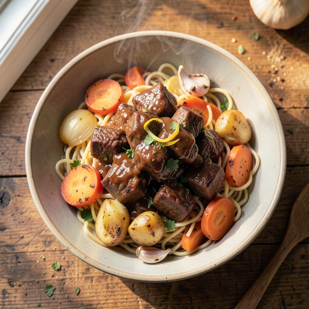Beef Stew Meat With Egg Noodles Recipe: Hearty One-Pot Dinner With Silky Noodles