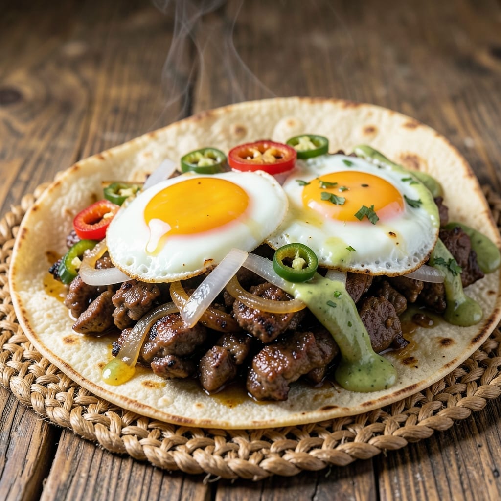 Beef and Egg Burrito Recipe: Crispy Tortilla Wraps With Runny Yolk Magic