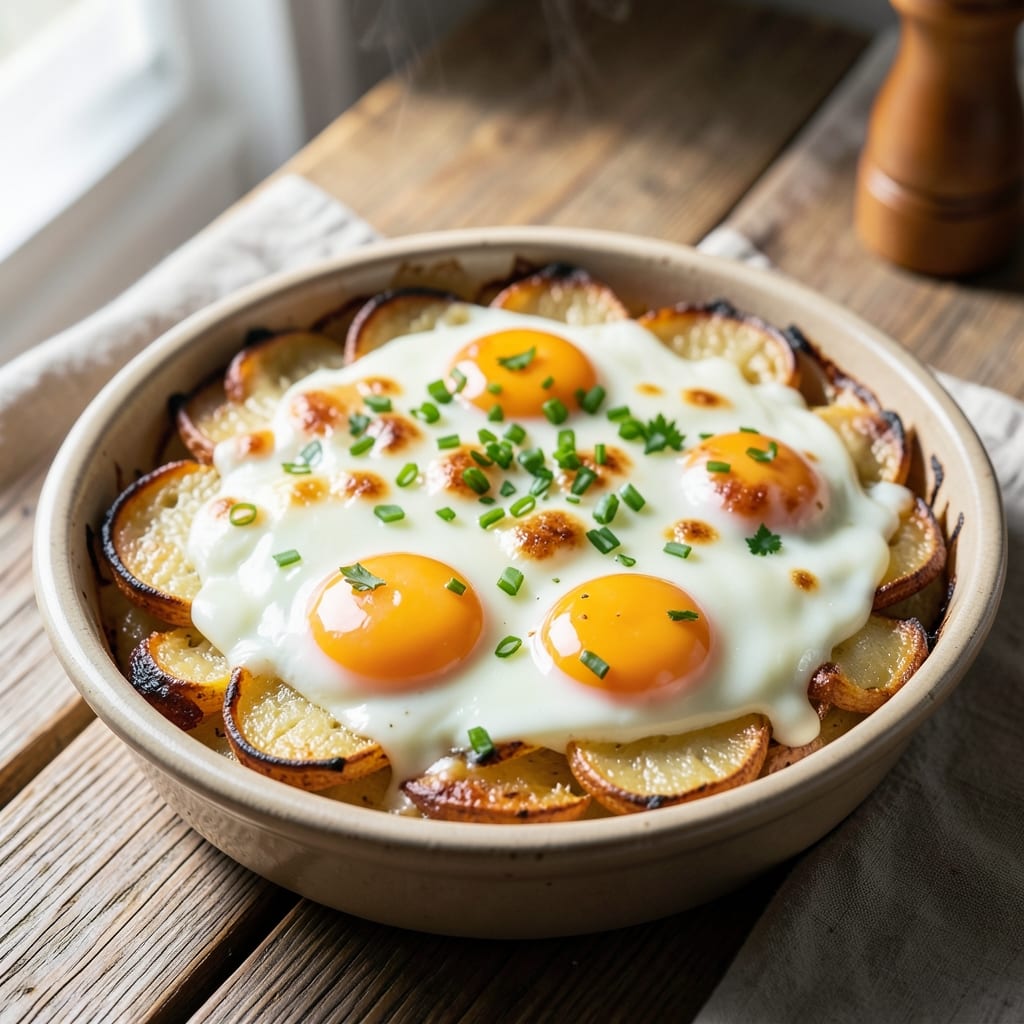 Denver Egg Bake Recipe: Cheesy Potato and Herb Crust with Perfectly Runny Yolks