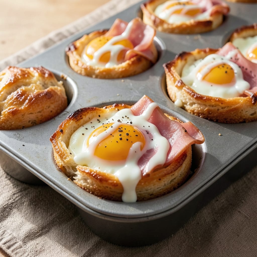 Baked Egg and Ham Cups Recipe: Flaky Pastry Crusts With Savory Filling
