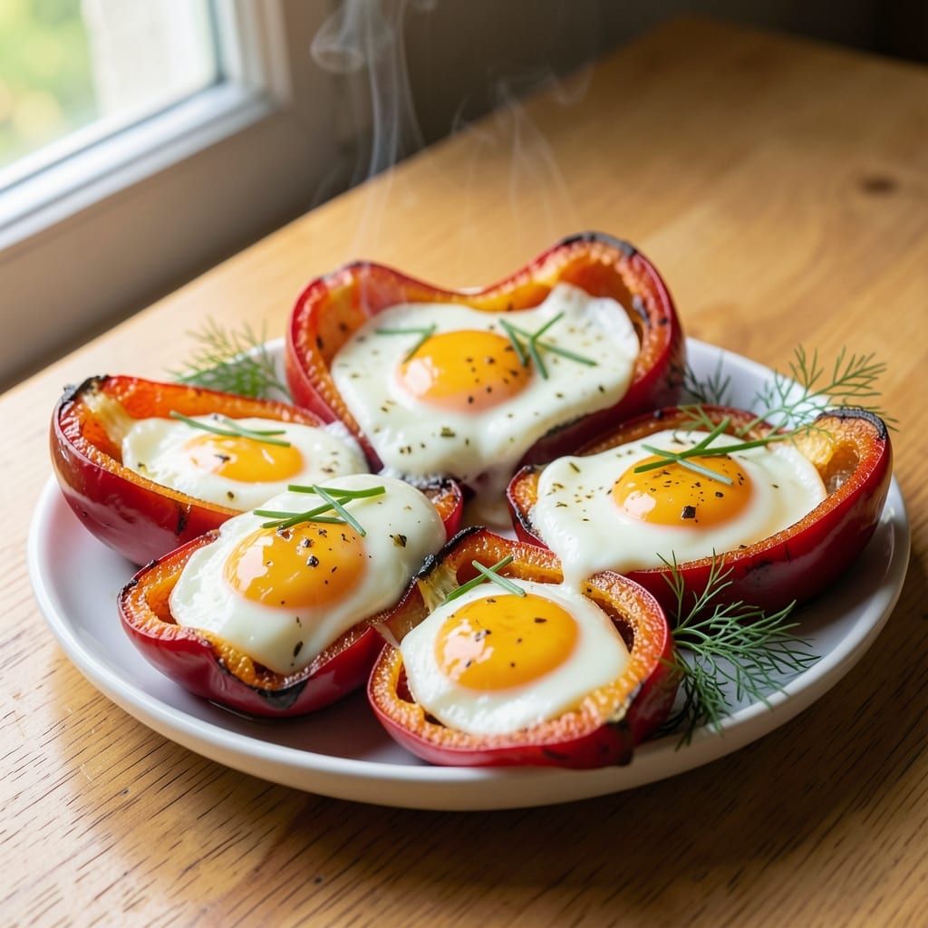 Baked Egg in Bell Pepper Recipe: Crispy Peppers With Runny Yolk Magic