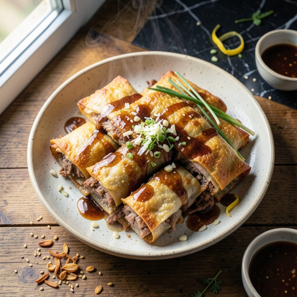 Baked Pork Egg Rolls Recipe: Crispy Wonton Shells With Savory Pork Filling