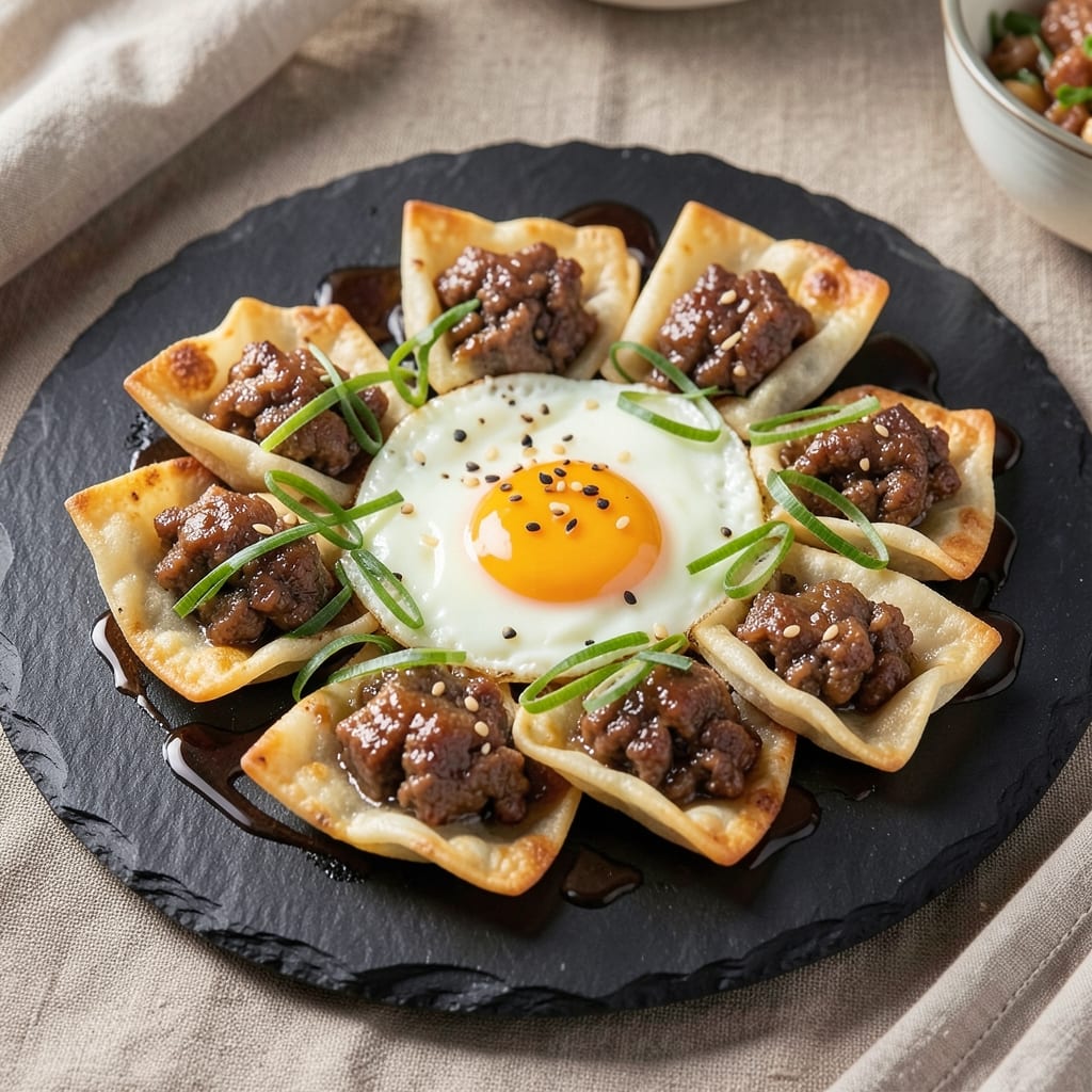 Egg And Pork Recipe: Crispy Wonton Cups With Silky Scrambled Hearts