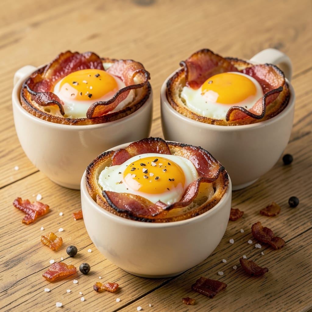 Bacon, Egg, and Toast Cups Recipe: Crispy Edges, Runny Yolk Magic in One Pan