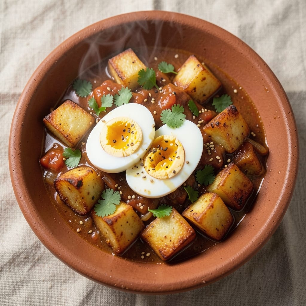 Boiled Egg Fry Curry Recipe: Spiced Potato and Egg Crunch in One Pan