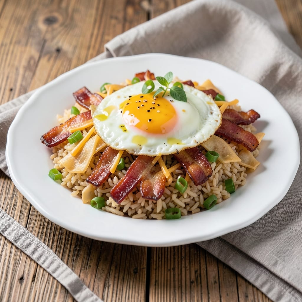Bacon Egg and Cheese Fried Rice Recipe: Crispy Wonton Bites With Smoky Breakfast Flavor