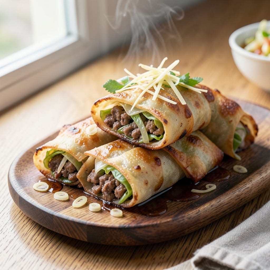 Chinese Cabbage Egg Roll Recipe: Crispy Wonton Wraps with Fresh Herb Filling
