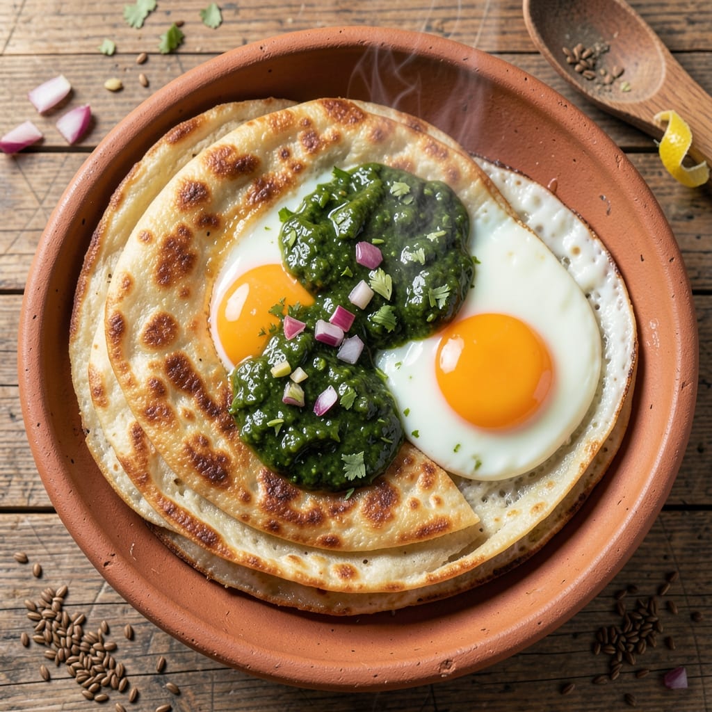 Egg And Roti Recipe: Crispy Spiced Paratha Hugs Runny Yolk Bliss