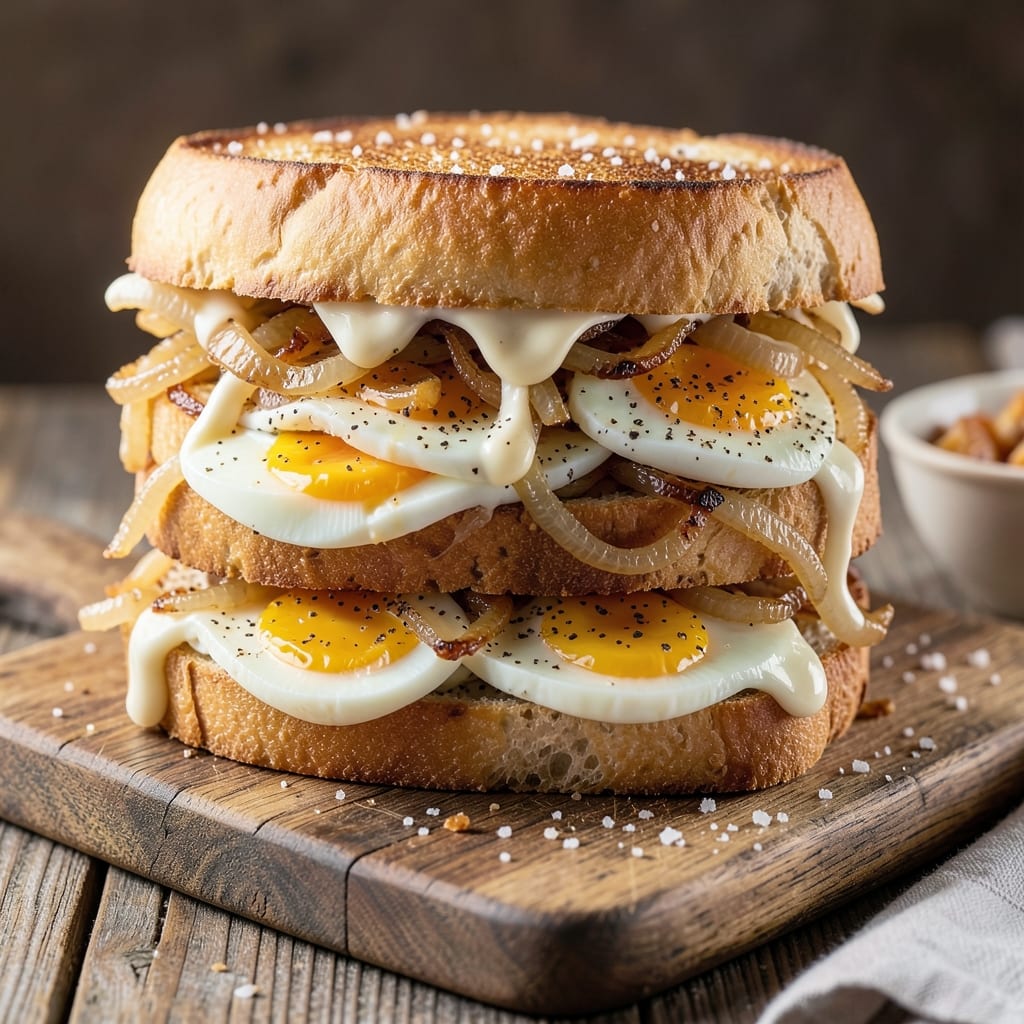 Egg And Onion Sandwich Recipe: Crispy Toasted Layers With Runny Yolk Magic